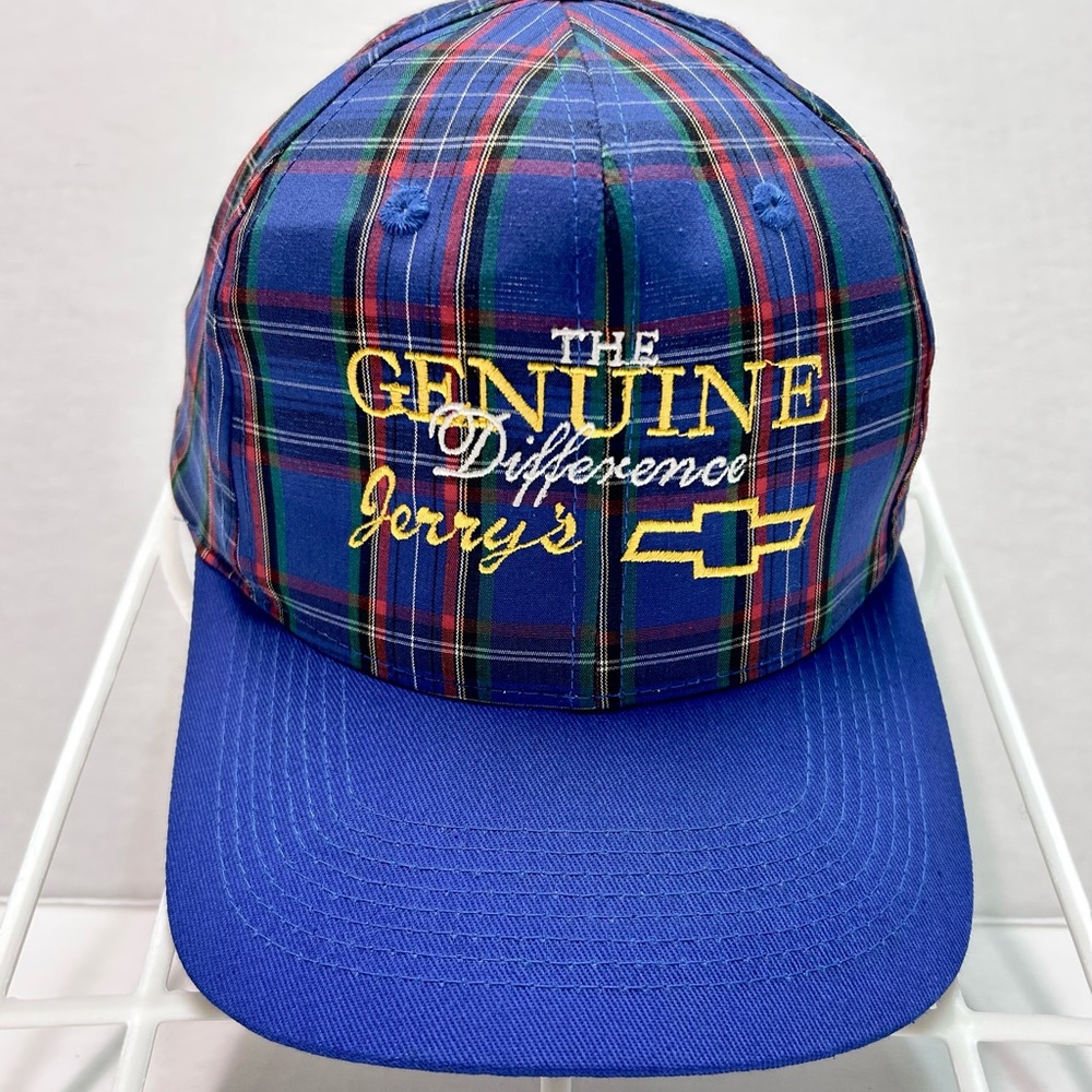 NWOT Vintage Jerry's Chevrolet Chevy Dealership Plaid Snapback Baseball Cap New
